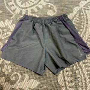 Nike Mens Running Shorts. 5.5 inch inseam. gray.